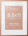 Homeforia 8.5x11 Rose Picture Frame, High-End Metal, 6x8 Mat, Glass by Homeforia
