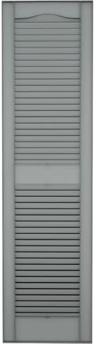 14 1/2"W x 31"H Lifetime Vinyl, Standard Cathedral Top Center Mullion, Open Louver Shutters, w/Installation Shutter-Lok's & Matching Screws (Per Pair), Platinum - Image 5