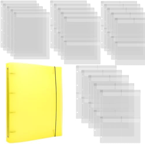 A4 Dies and Stamps Storage Book Binder Folder, Page Protectors Pockets Inserts Organizer for Cutting Dies Stencil Album Stamp Crafts, 1Pcs Yellow Storage Book Cover & 20 Inserts with 1/2/3/4 Pockets by CYFUNDESIGN