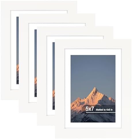 5x7 Picture Frame Set of 4 with Real Glass, Wall & Tabletop Display by SZYUU