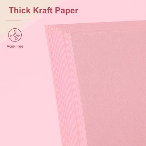 Scrapbook Album 8x8 Inches 40 Pages Hardcover Kraft Paper Pink - Image 4