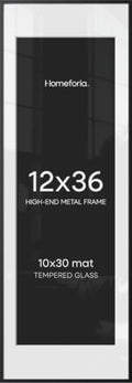 Homeforia 12x36 Black Picture Frame, High-End Metal, 10x30 Mat, Glass by Homeforia