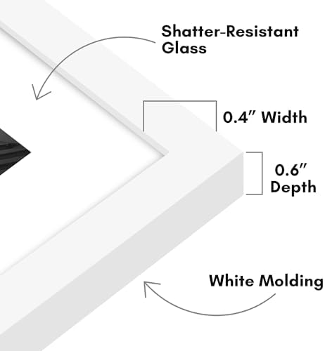 Americanflat 8x8 Picture Frame - Matted to 5x5 - Slim Molding - White - Image 3