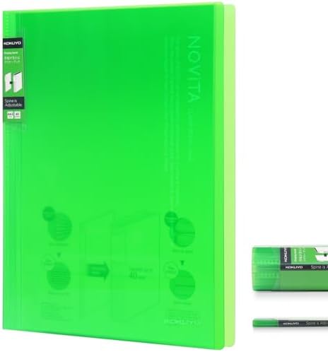 Kokuyo 40-Pocket Binder with Plastic Sleeves 8.5"x11" (Light Green), A4 and US Letter Expandable Art Portfolio Folder with Clear Sheet Protectors. 80 Pages of Presentation Display Book. (RA-N40LG) by KokuyoUS