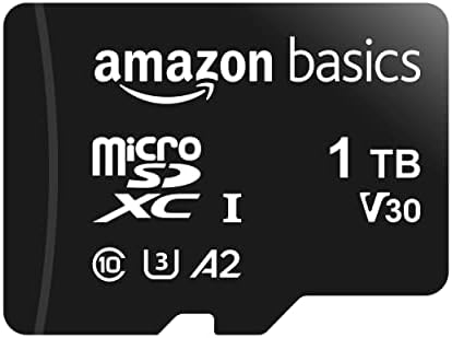 Amazon Basics microSDXC Memory Card with Full Size Adapter, A2, U3, Read Speed up to 100 MB/s, 1 Tb, Black by AmazonBasics