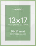 Homeforia 13x17 Green Picture Frame, High-End Metal, 10x14 Mat, Glass by Homeforia