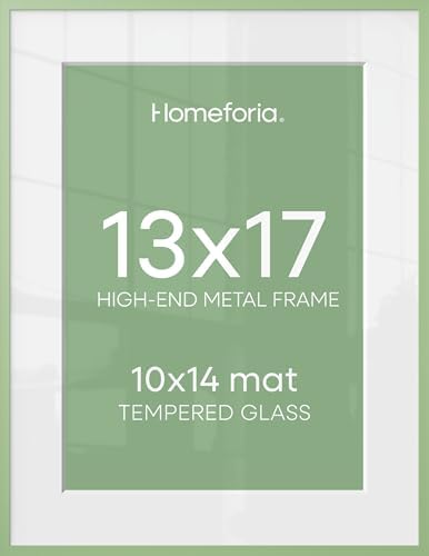 Homeforia 13x17 Green Picture Frame, High-End Metal, 10x14 Mat, Glass by Homeforia