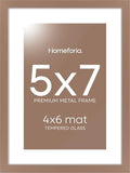 Homeforia 5x7 Mocha Picture Frame, High-End Metal, 4x6 Mat, Glass by Homeforia