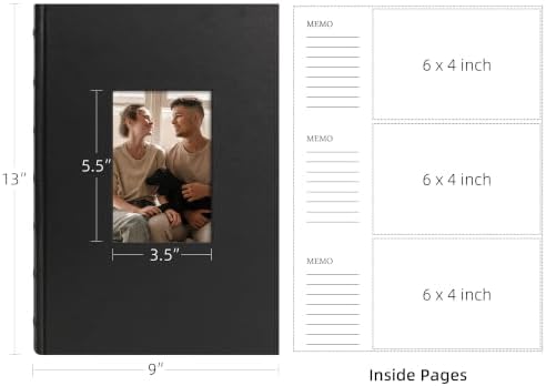 Vienrose Photo Album 4x6 300 Photos PU Leather Cover Black - Image 3