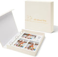 4x6 Photo Storage Box with 3-Ring Slip-In Album, Linen Binder Organizer with Gold Foil Cover, Holds 310 Photos with Blank Memo Cards for Memories & Keepsakes, Beige by Hiwhy