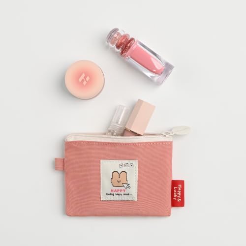 Monolike Happy and Lucky Card Case, Pink - Small Nylon Pouch, Portable Keychain Coin Purse, Waterproof Card Sleeve, Compact Daily Organizer Case - Image 6