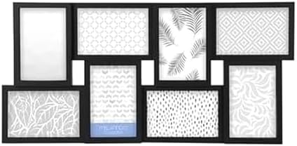 MELANNCO 8-Opening Collage Picture Frame for Wall, Holds Eight 4x6 Photos, Black Plastic, Horizontal or Vertical Hanging, 23.5 x 11.5 Inches by Melannco