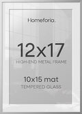 Homeforia 12x17 Silver Picture Frame, High-End Metal, 10x15 Mat, Glass by Homeforia