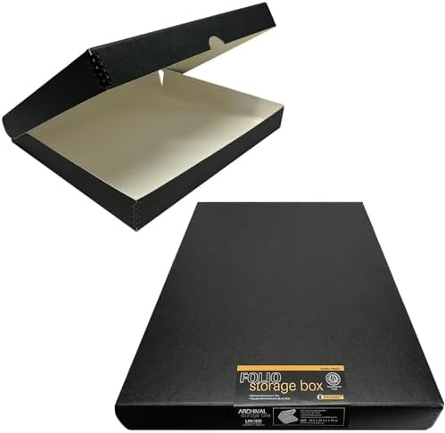 Lineco Clamshell Archival Storage Box, 18.5x24.5x1.75 In, Black, Pack of 2 by Lineco