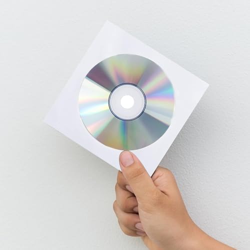200 PCS CD DVD Sleeves, Premium White Paper CD DVD Sleeves Envelope Sleeves Holder with Clear Window and Close Flap 120 Gram Weight Paper Compatible with Standard Size CD DVD - Image 4