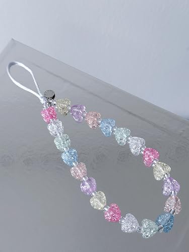 Drawwind Phone Charm Beaded Wristlet Strap Universal Cell Phone Lanyard Cute Bracelet Wrist Strap Beaded Chain String Handmade Accessories for Case Camera Bags (Hearts Galore) - Image 5
