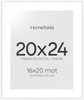 Homeforia 20x24 White Picture Frame, High-End Metal, 16x20 Mat, Glass by Homeforia