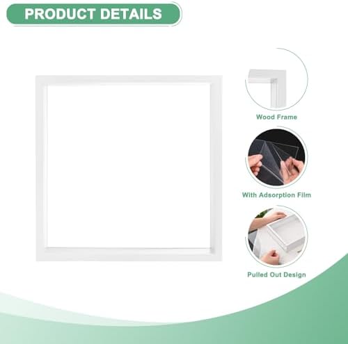 M METERXITY 1-Pack Dried Flower Frame, 8 x 8 Inch Double Acrylic Wooden Dried Flower Photo Floating Frame for Tabletop/DIY/Handicrafts [White] - Image 2
