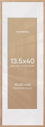Homeforia 13.5x40 Natural Oak Frame, High-End Wood, 10x30 Mat, Glass by Homeforia