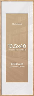 Homeforia 13.5x40 Natural Oak Frame, High-End Wood, 10x30 Mat, Glass by Homeforia