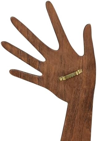 MOOCA 2 Pcs Set Multi-Functional Tabletop or Wall-Mountable Wooden Hand-Shaped Jewelry Display Stand For More Bracelet Storage, Premium Real Wood Sturdy Base, Brown Color - Image 4