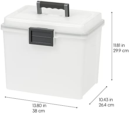 IRIS USA WeatherPro Portable File Box Organizer, 19 Qt. Pearl - Image 3