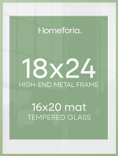 Homeforia 18x24 Green Poster Frame, High-End Metal, 16x20 Mat, Glass by Homeforia