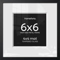 Homeforia 6x6 Black Picture Frame, High-End Metal, 4x4 Mat, Glass by Homeforia