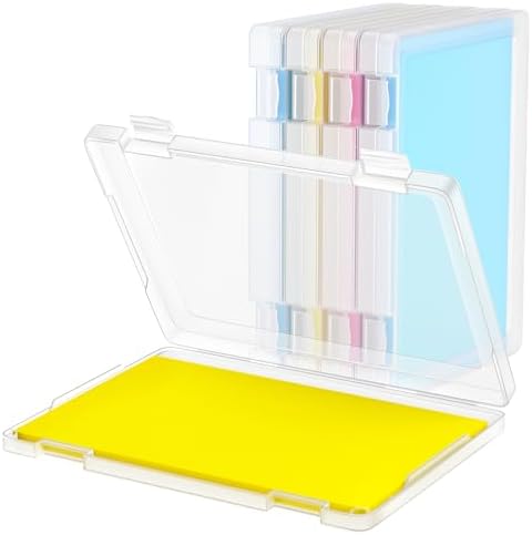 4 Pack A4 File Box Paper Organizers Holder, Transparent Document Paper Project Case, Plastic Paper Storage Container Box File Protector for Magazine, Scrapbook, Office School Supplies by Bluedale