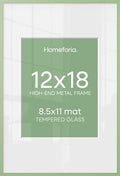 Homeforia 12x18 Green Picture Frame, High-End Metal, 8.5x11 Mat, Glass by Homeforia