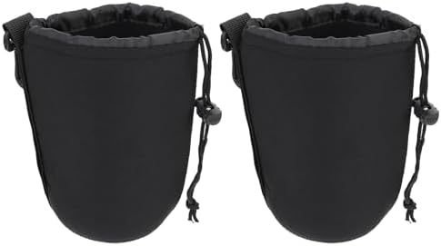 SHOWERORO 2 pack Neoprene Camera Lens Pouch Dslr Camera Lens Case Bag Drawstring Protective Storage for Shockproof Thermal Insulation Universal Container 3.93 X 3.14 X 3.14 in by SHOWERORO
