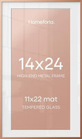 Homeforia 14x24 Rose Picture Frame, High-End Metal, 11x22 Mat, Glass by Homeforia