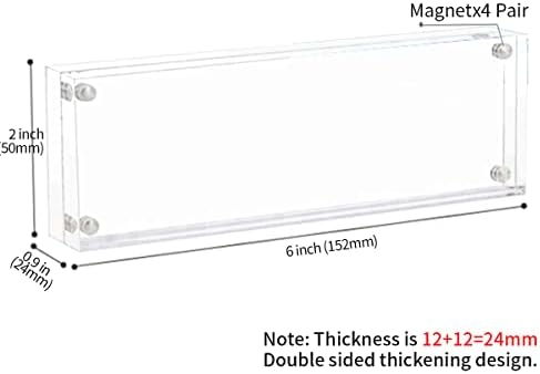 Sezanrpt 2x6 Acrylic Pictures Frames, Transparent 2 Sided Ticket Frame Postcard Frame, Tabletop Small Tiny Acrylic Magnetic Picture Frames for Family, 12 + 12MM Thickness… - Image 2