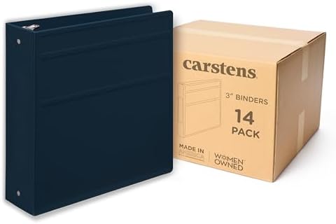 Carstens 3-Inch Heavy Duty 3-Ring Binder - Side Opening, Navy Blue, Durable Plastic, Precision No-Gap Rings, Waterproof Cover, No Pockets, Holds 400 US Letter Sheets, BPA-Free, Made in USA (1749-3R) by Carstens