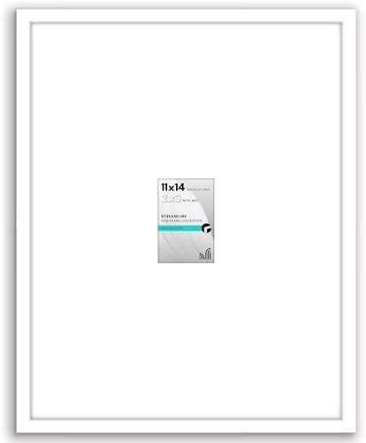 Americanflat 11x14 Picture Frame - Matted to 2x3 - Slim Molding - White by Americanflat