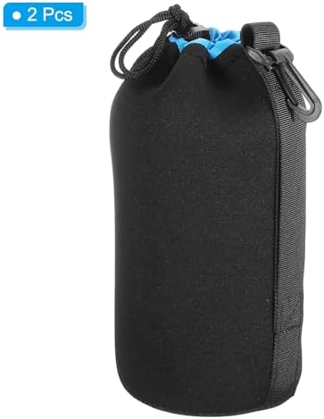 PATIKIL Camera Lens Bag, 2 Pcs 3.7" ID x 9.8" H Drawstring Lens Pouch with Thick Protective Neoprene, Lens Case for DSLR Camera Lens, Water Coffee Cups Black, Blue - Image 3