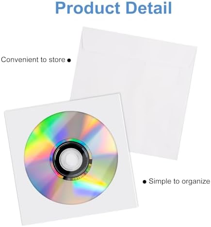 200 Pack Paper CD DVD Sleeves, White - Image 3