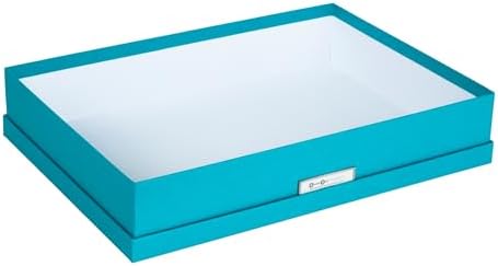 Bigso Sverker Fiberboard Legal and Art Storage Box | Scrapbook Storage Box for Loose Papers and More | Durable Document Boxes with Lid and Metal Label Holder | 17.1’’ x 12.2’’ x 3.3’’ | Turquoise - Image 3