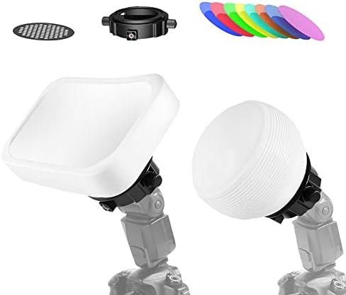 Photography Lighting Flash Diffuser Set, LENSGO Professional Flash Kit Flash Diffuser Modifier Bundle Diffusion Dome for All Square and Round Head Lights for Superior Light Control(D235) by LENSGO
