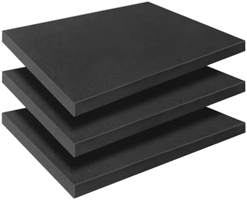 Black Polyurethane Foam Inserts for Cases, 3 Pcs 16 x 12 x 1 Inch, Cuttable Packing Padding for Tool Box, Camera, Crafts and Storage by YIENFBEV