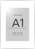 Homeforia A1 Silver Poster Frame, High-End Metal, A2 Mat, Glass by Homeforia