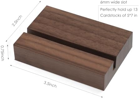 UNIQOOO 3.5" Walnut Wood Stand for Monthly Desk Calendar, Wooden Block Base, Cardstock Holder, For Office Home Retail Reception Decor, Photo Display, 10 Pack - Image 3