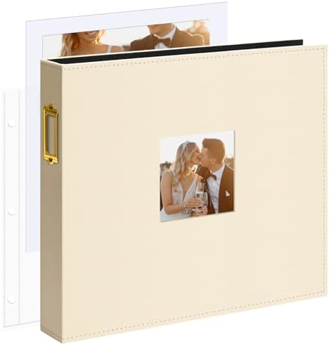 Vienrose 12x12 In 3 Ring Scrapbook Photo Album Leather Beige 100 Pages by Vienrose