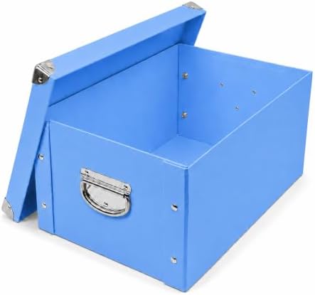 GUOZI Collapsible Storage Box, Decorative Memory Box with Lid & Metal Reinforced Corners, Cardboard File Bin with Handles, Organizer Gift Box for Keepsake Toy Photos Office Nursery Wardrobe Bookshelf by GUOZI