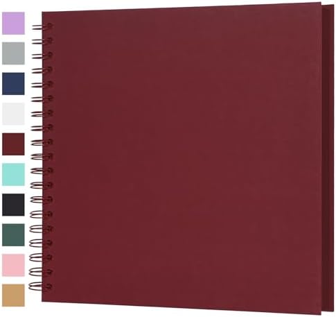 Scrapbook Album 10x10 Inches 100 Pages Hardcover Kraft Paper Red by Bonyomor