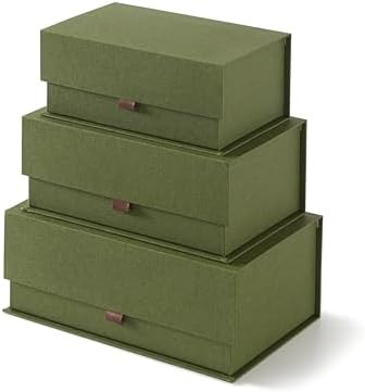 Soul & Lane - Decorative Photo Storage Boxes with Lids, Set of 3, Green by SoulLane