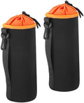PATIKIL Camera Lens Bag, 2 Pcs 3.7" ID x 9.8" H Cylindrical Drawstring Lens Pouch with Thick Protective Neoprene, Lens Case for DSLR Camera Lens, Water Coffee Cups Black, Orange by PATIKIL