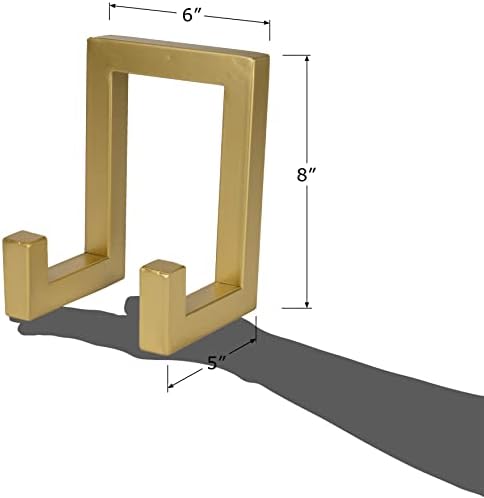 Red Co. 8” Tall Industrial-Style Metal Photo Frame Holder & Plate Display Stand Easel, Matte Gold - Image 3