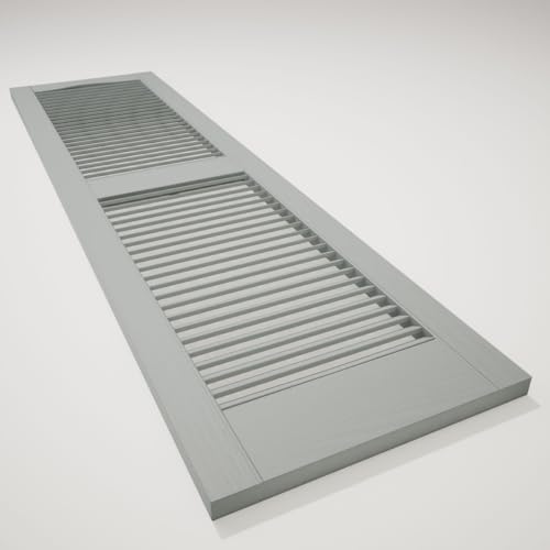 14 1/2"W x 48"H Lifetime Vinyl, Standard Cathedral Top Center Mullion, Open Louver Shutters, w/Installation Shutter-Lok's & Matching Screws (Per Pair), Platinum - Image 6