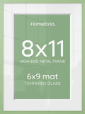 Homeforia 8x11 Green Picture Frame, High-End Metal, 6x9 Mat, Glass by Homeforia